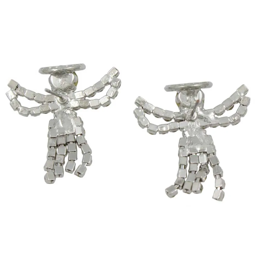 Crystal Angel with Clear Crystal Dress Pierced Earring - SPF601E