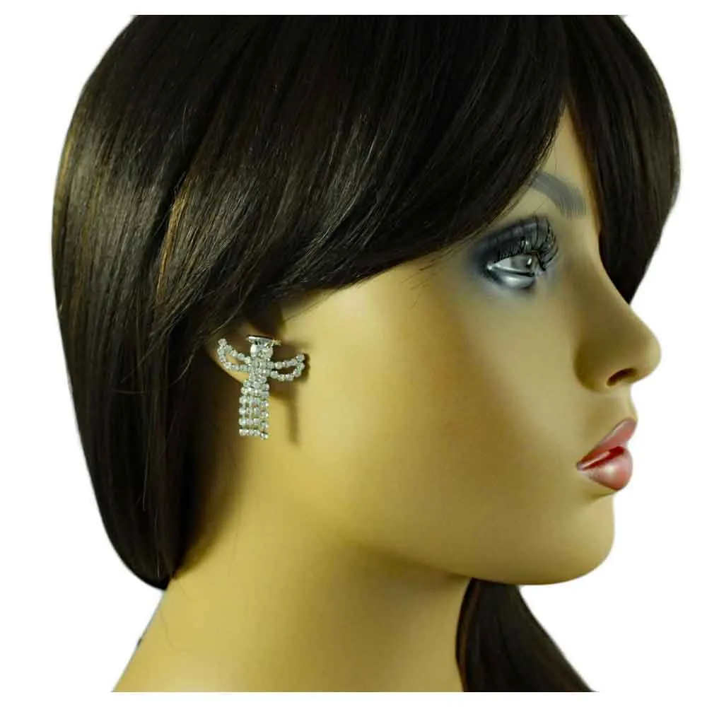 Crystal Angel with Clear Crystal Dress Pierced Earring - SPF601E