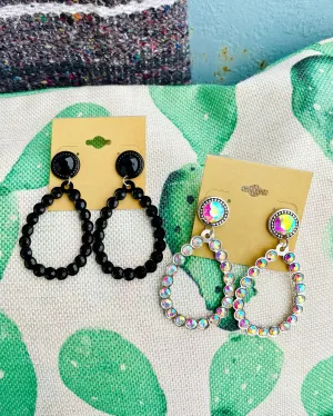 Crystal Open Teardrop Earrings