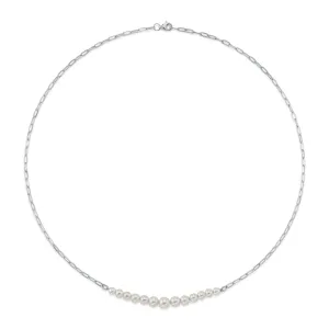 Cultured Pearl Paper Clip Link Necklace