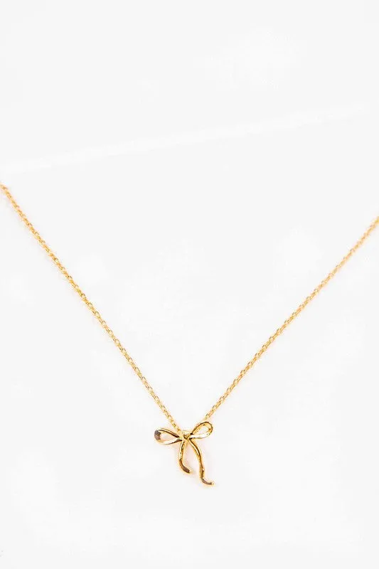 Curled Bow Charm Necklace