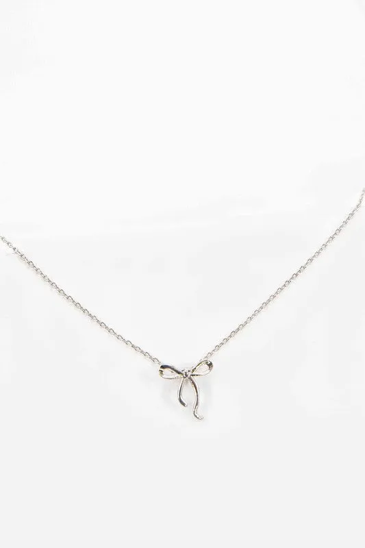 Curled Bow Charm Necklace