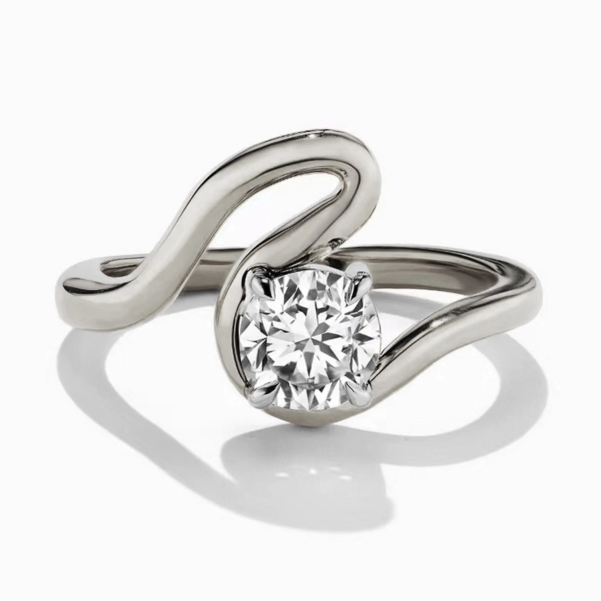 Curve Band Lab Diamond Solitaire Engagement Ring