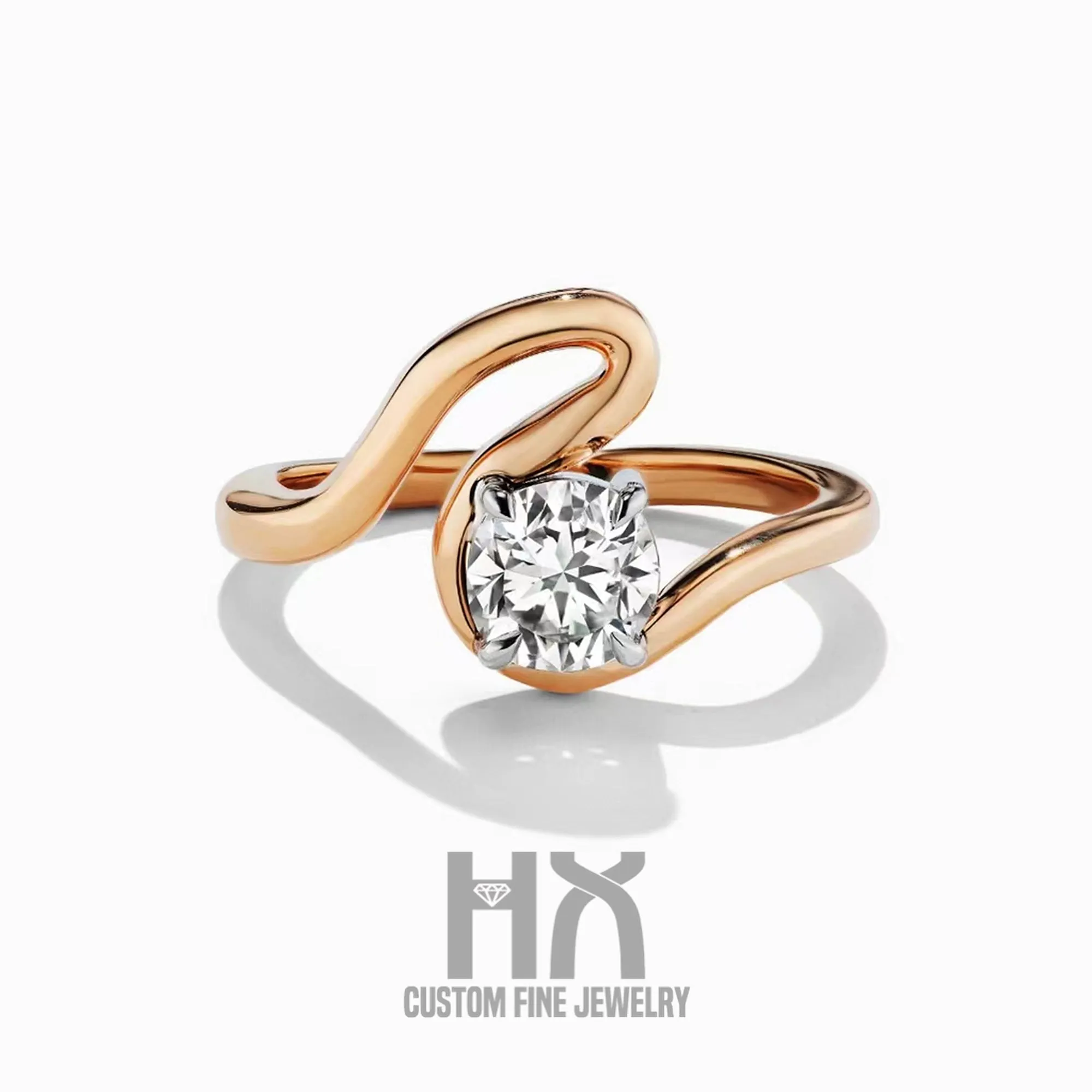 Curve Band Lab Diamond Solitaire Engagement Ring