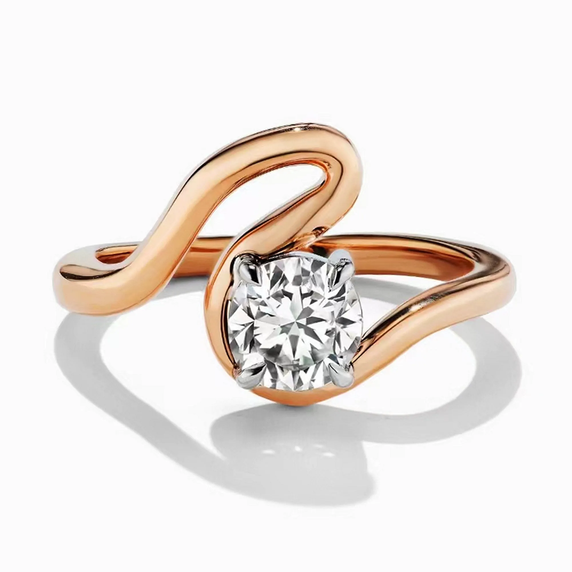 Curve Band Lab Diamond Solitaire Engagement Ring