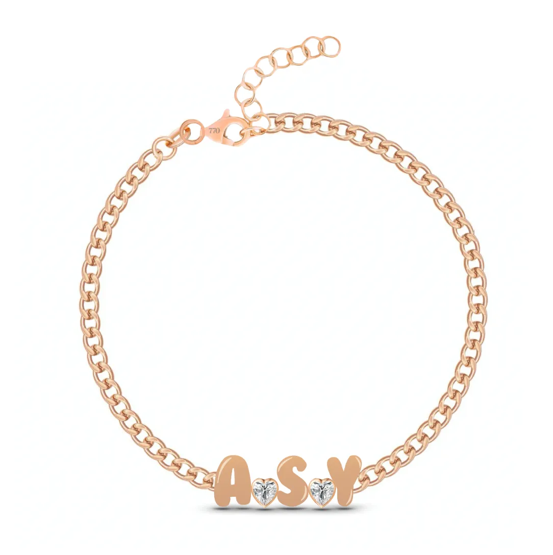 Custom Cuban Link Solid Initials   Mixed Shapes Bracelet