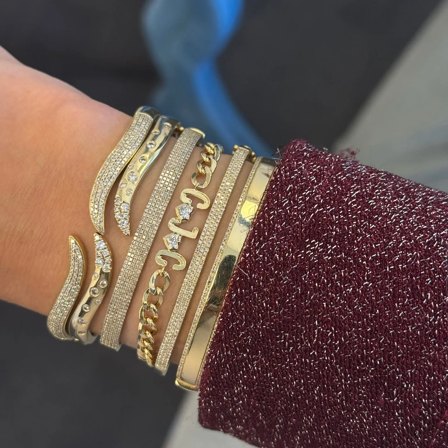 Custom Cuban Link Solid Initials   Mixed Shapes Bracelet