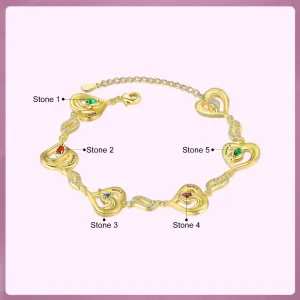 Customized 5 Birthstones Gold Bracelets