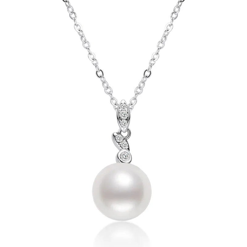 Cute Leaves Natural Freshwater Pearl Pendant Necklace