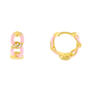 CZ Enamel Link Hoop Earring