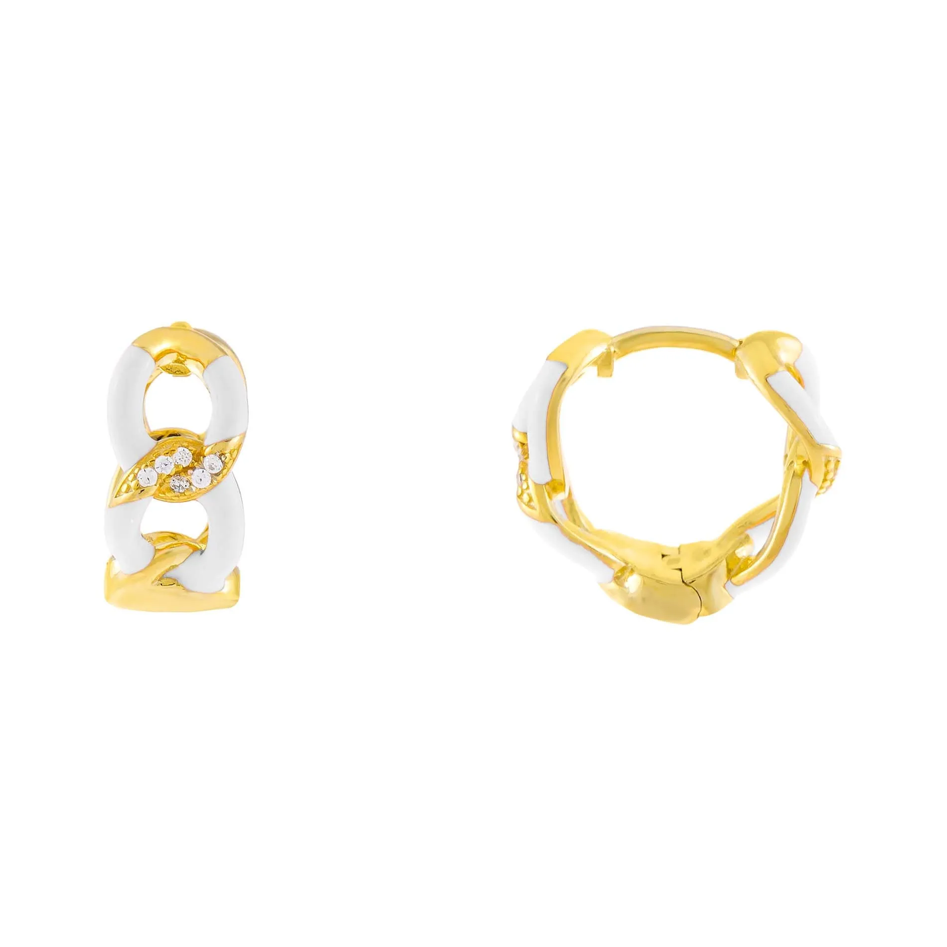 CZ Enamel Link Hoop Earring