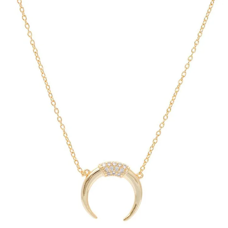CZ Horn Necklace - Gold or Silver