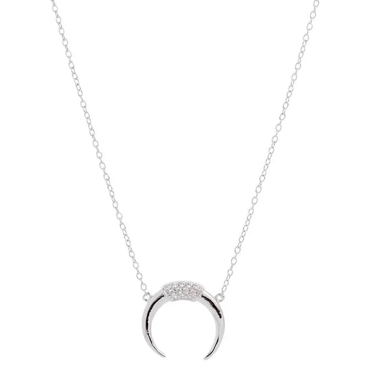 CZ Horn Necklace - Gold or Silver