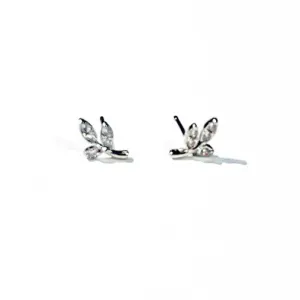 Dainty Crystal Leaves Stud Earrings (SILVER OR GOLD)