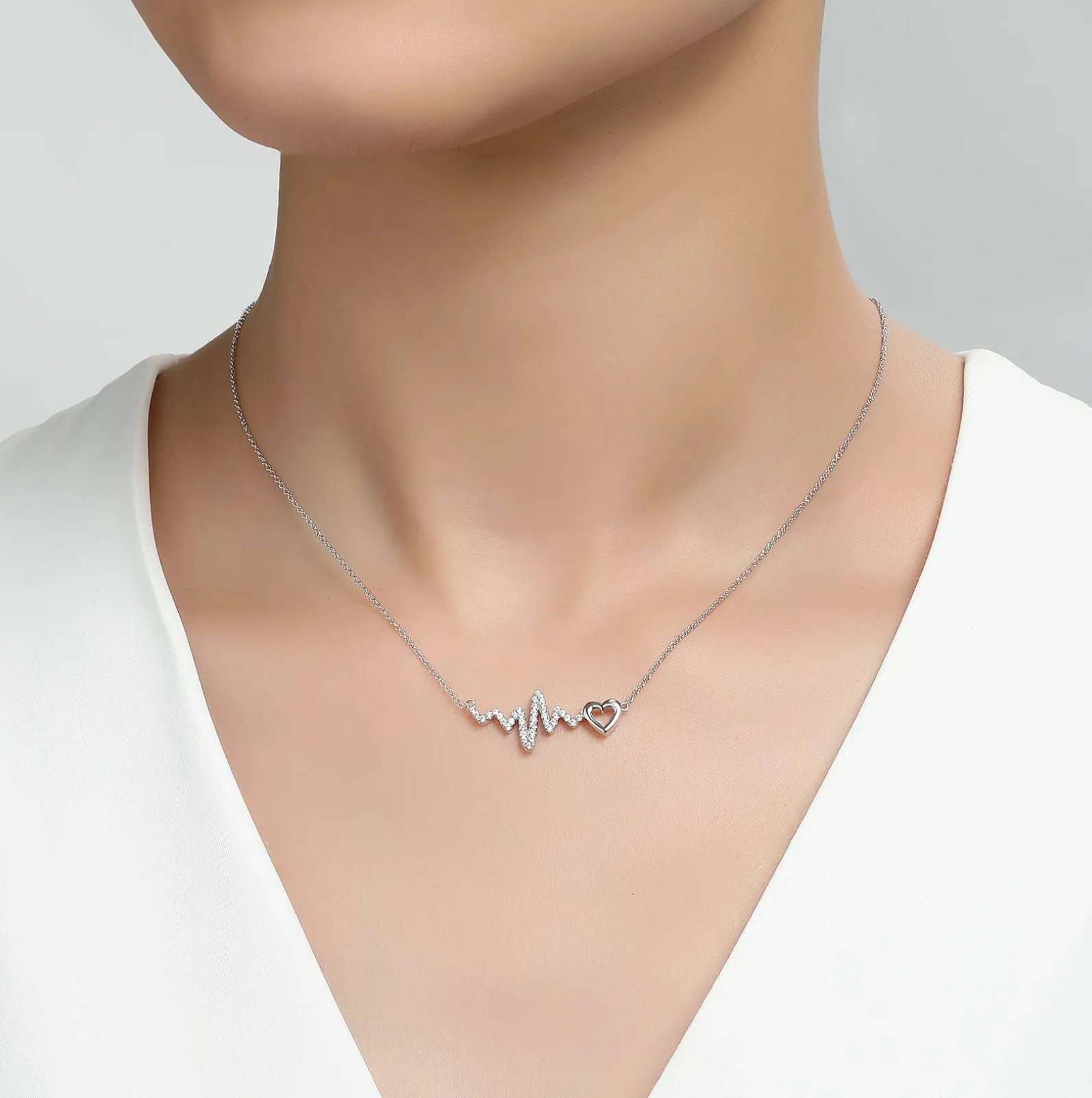 Dainty Heart with Heartbeat Necklace