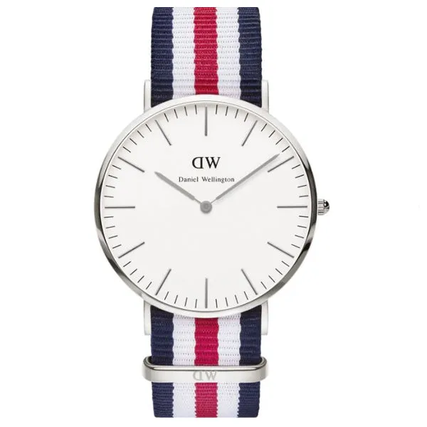 Daniel Wellington Classic Canterbury Multi-tone Nylon Strap White Dial Watch for Gents - DW00100016