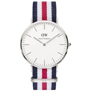 Daniel Wellington Classic Canterbury Multi-tone Nylon Strap White Dial Watch for Gents - DW00100016