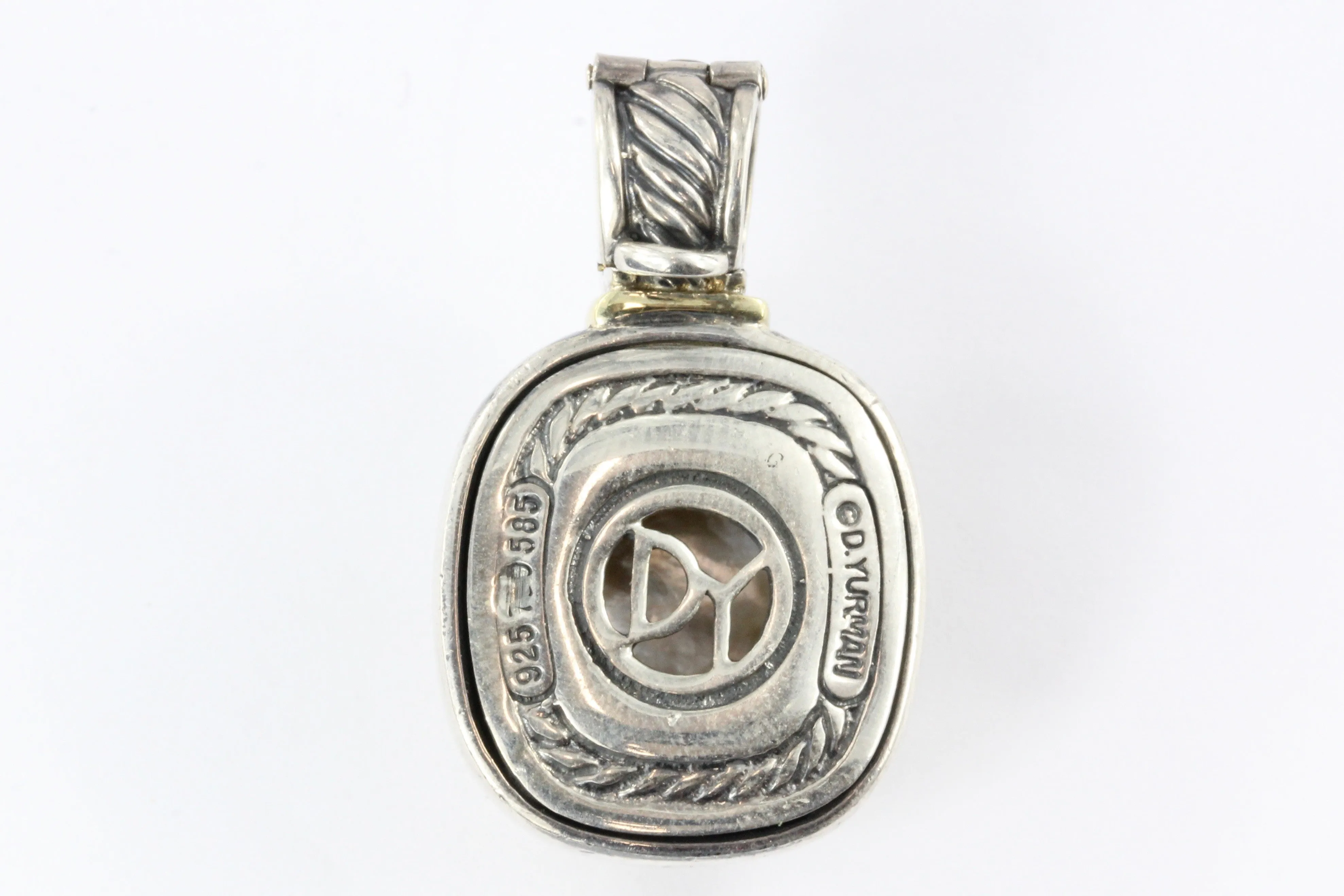 David Yurman Sterling Silver 14K Gold Mabe Pearl Albion Pendant Enhancer