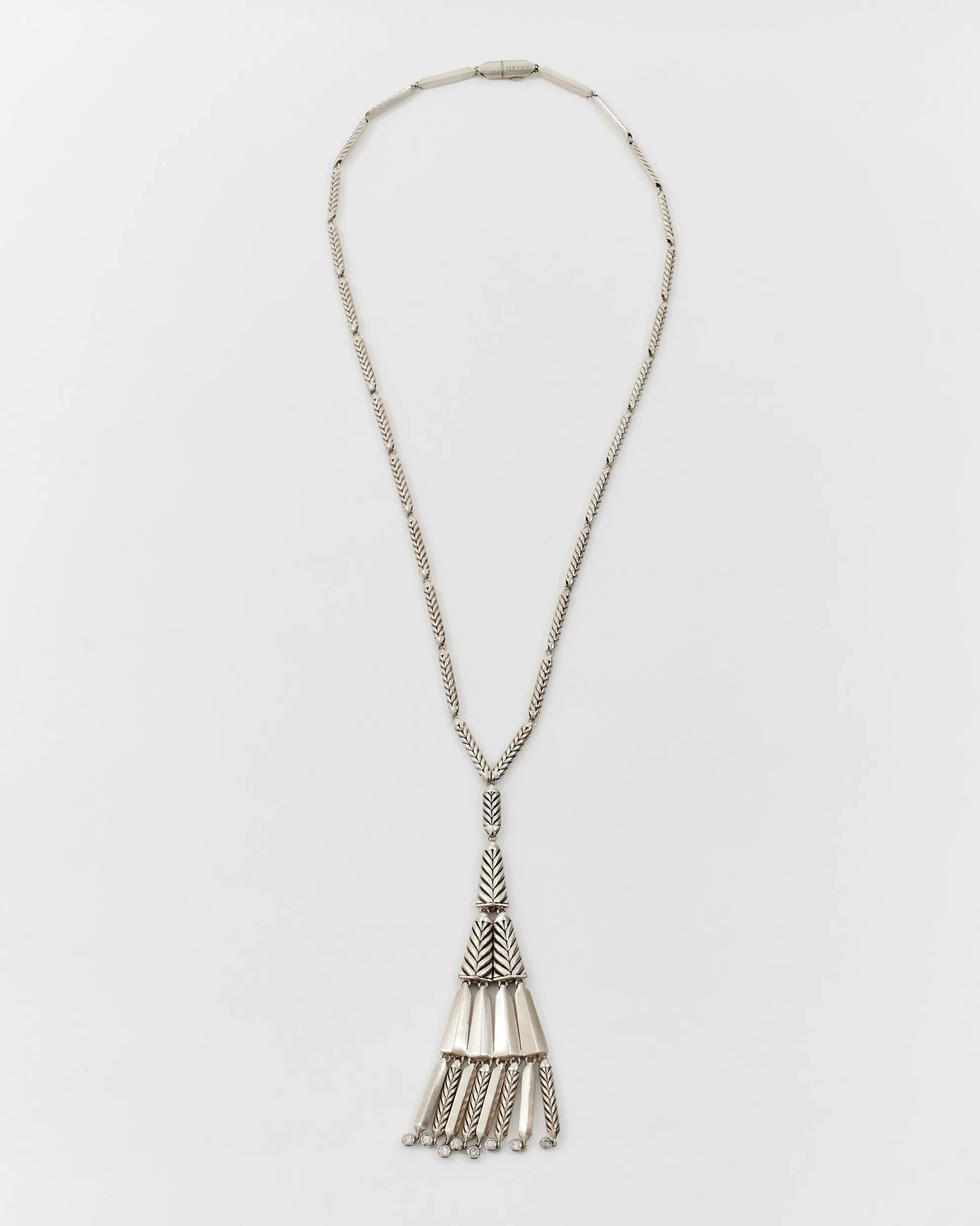 David Yurman Sterling Silver Diamond Dangle Fringe Necklace