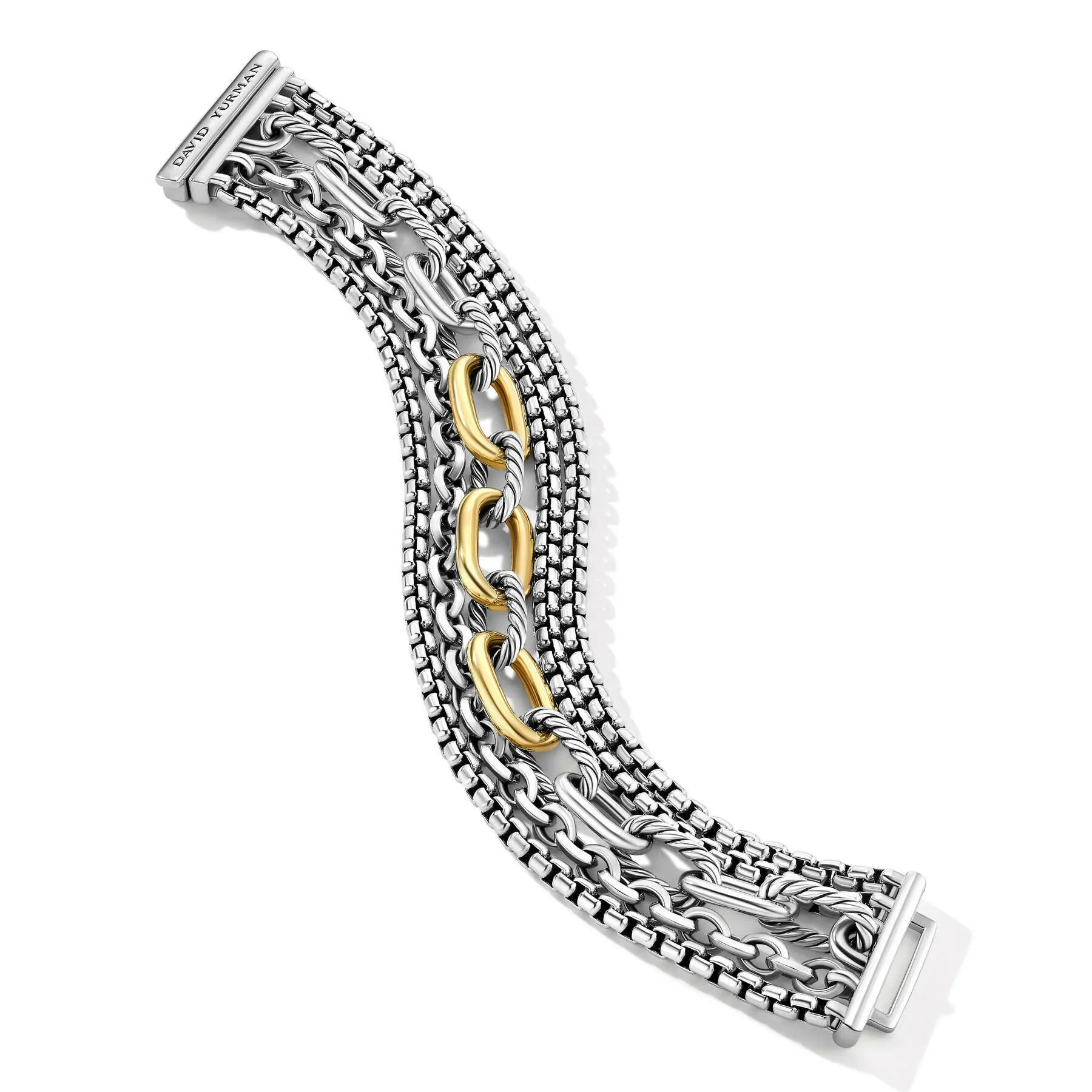 David Yurman The Chain Collection Bracelet in Silver and 18-Karat Yellow Gold
