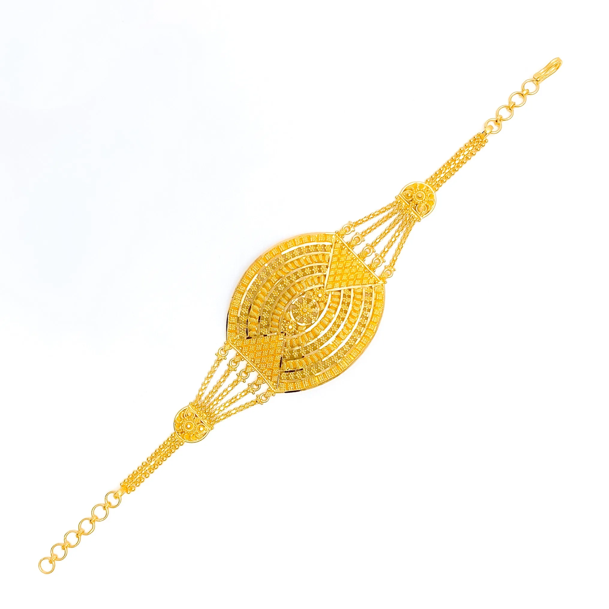 Decorative Five Chain 22k Gold Statement Bracelet