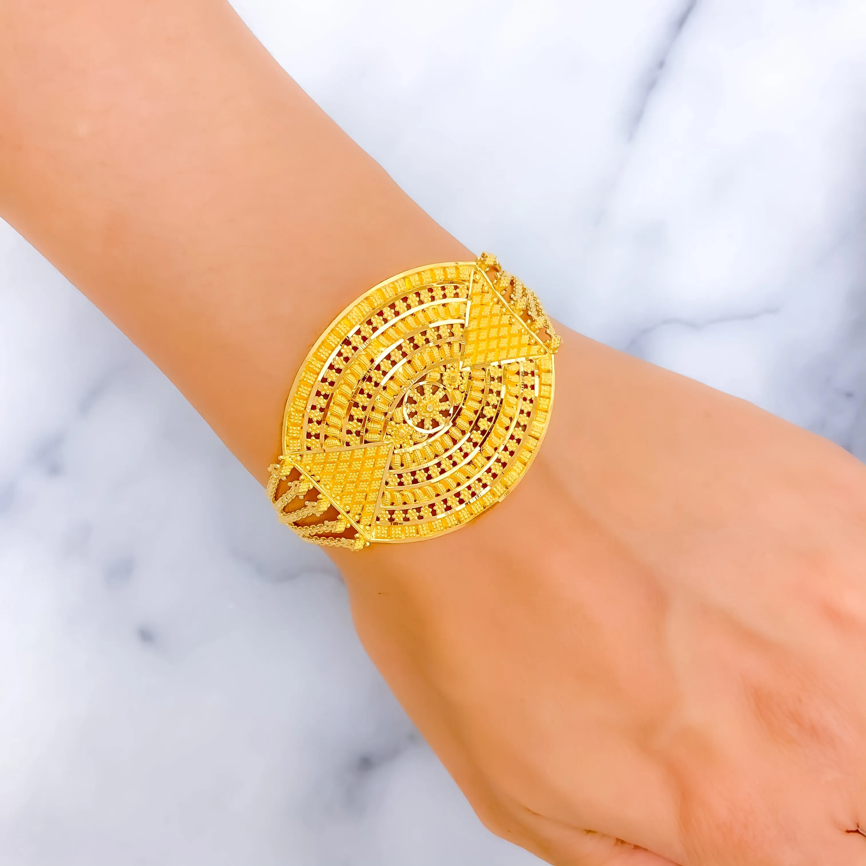Decorative Five Chain 22k Gold Statement Bracelet