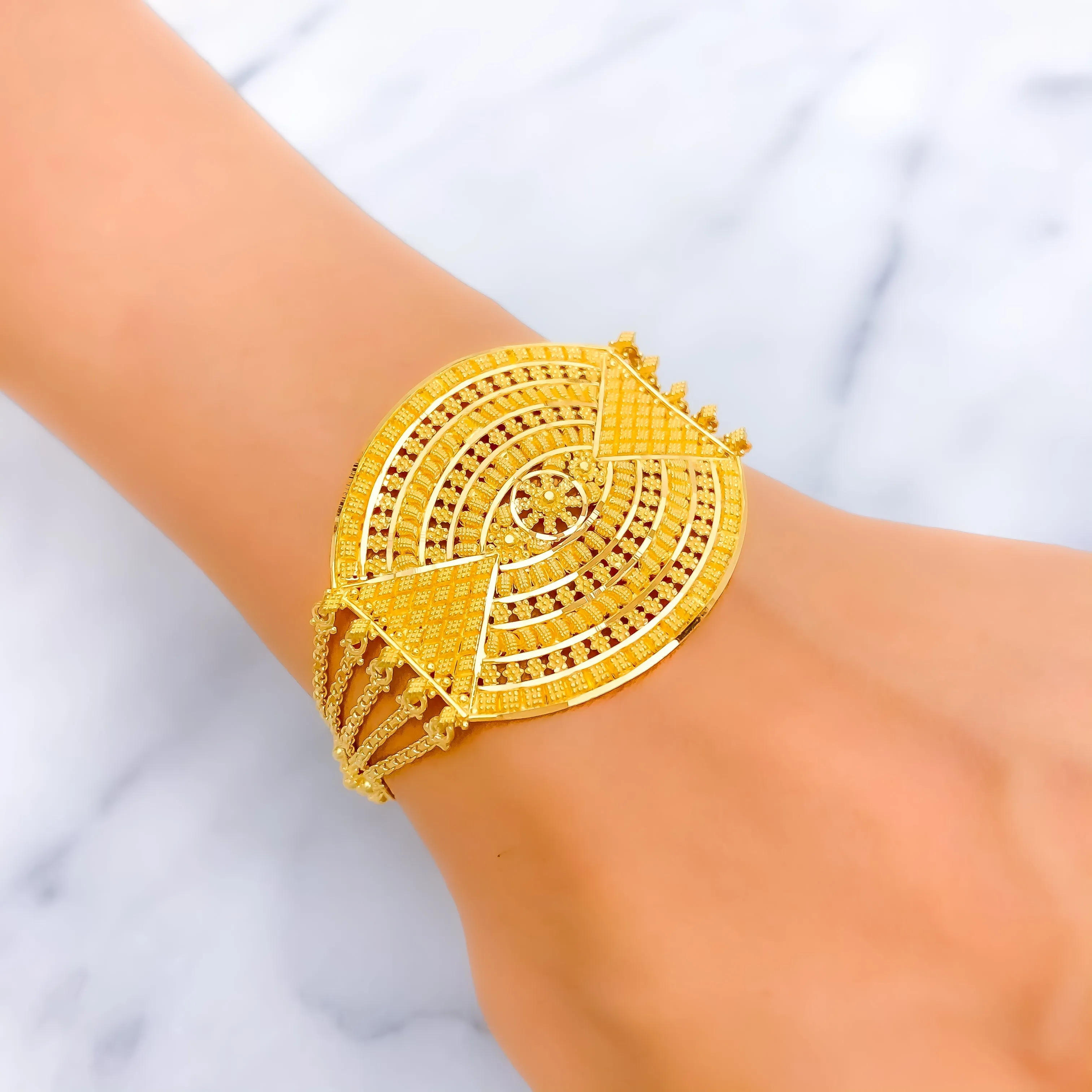 Decorative Five Chain 22k Gold Statement Bracelet