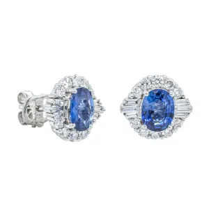 Deja Vu 17ct White Gold 3.60ct Sapphire & Diamond Stud Earrings