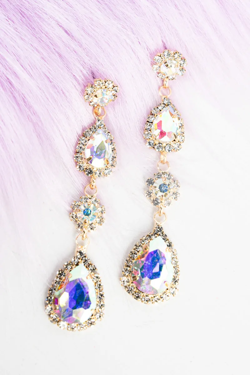 Delphine Crystal Teardrop Goldtone Earrings