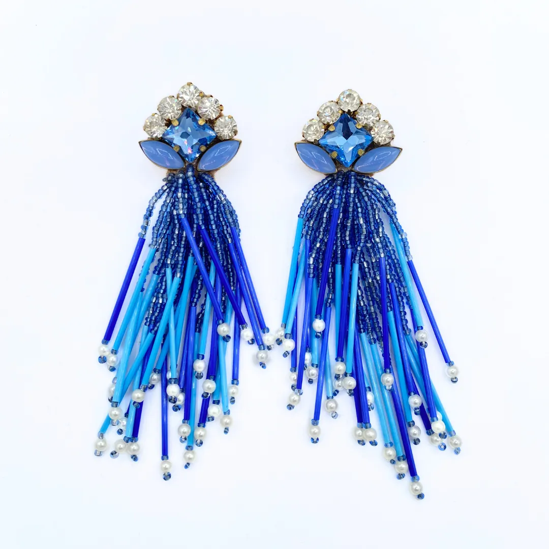 Deluxe Cascade Blue Earrings