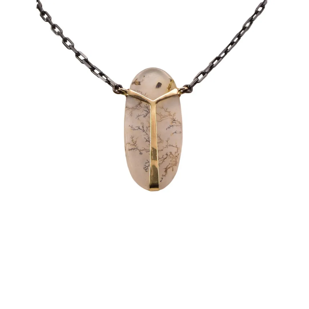 Dendritic Agate Large Scarab Necklace