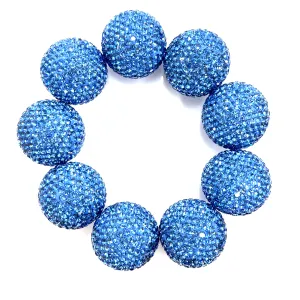 Denim Blue Crystal Sphere Stretch Statement Bracelet