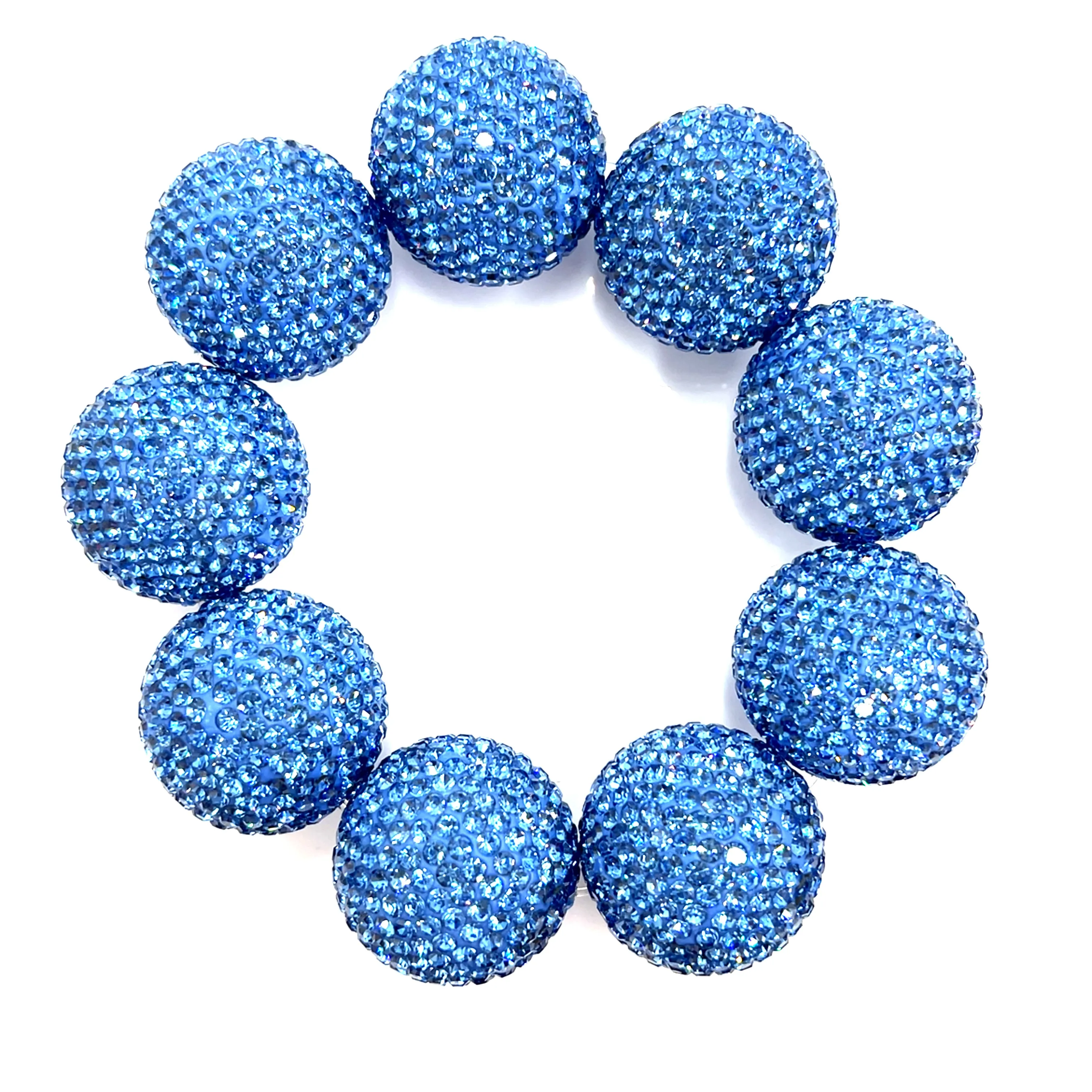 Denim Blue Crystal Sphere Stretch Statement Bracelet