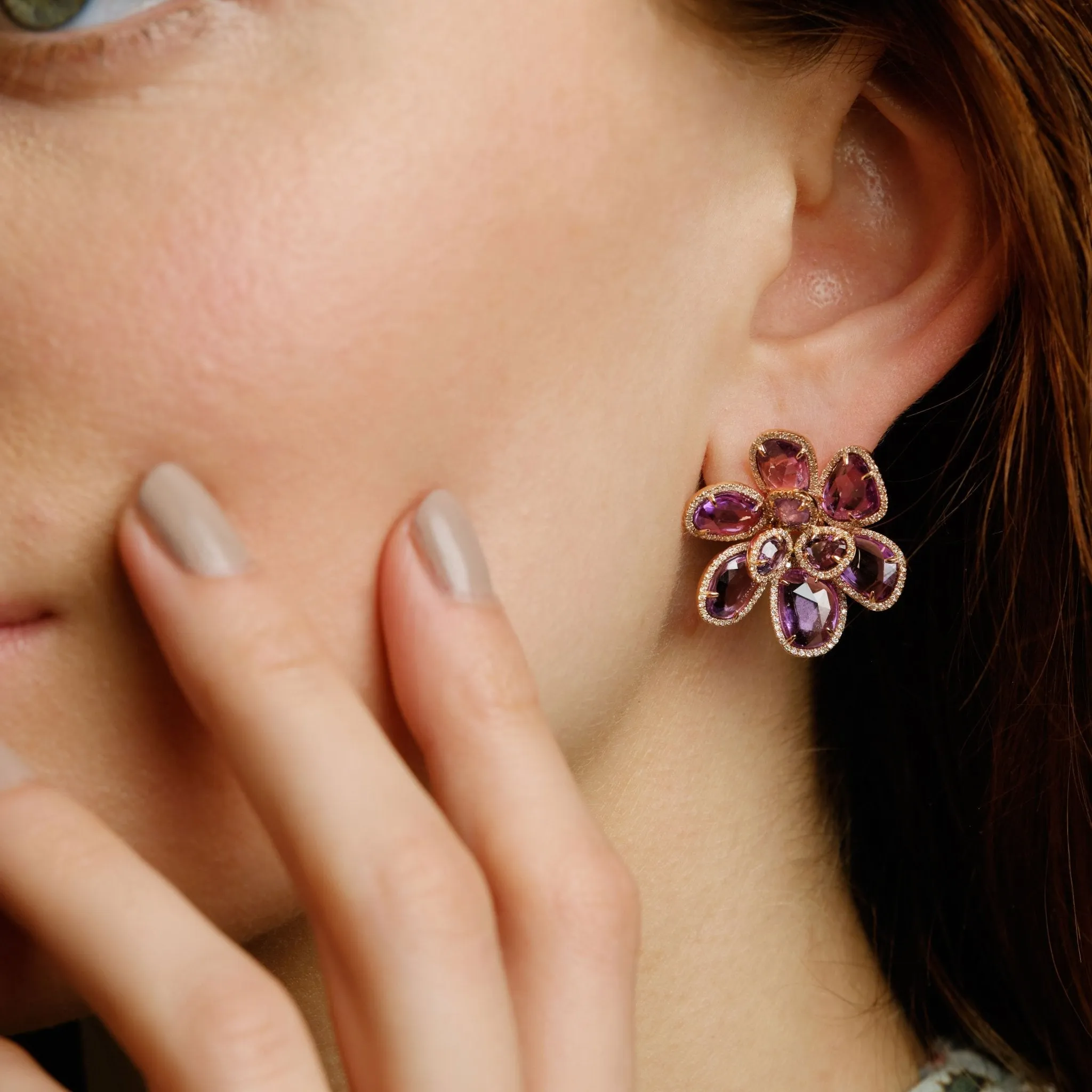 Desert Blooms Mariposa Pink Sapphire Earrings