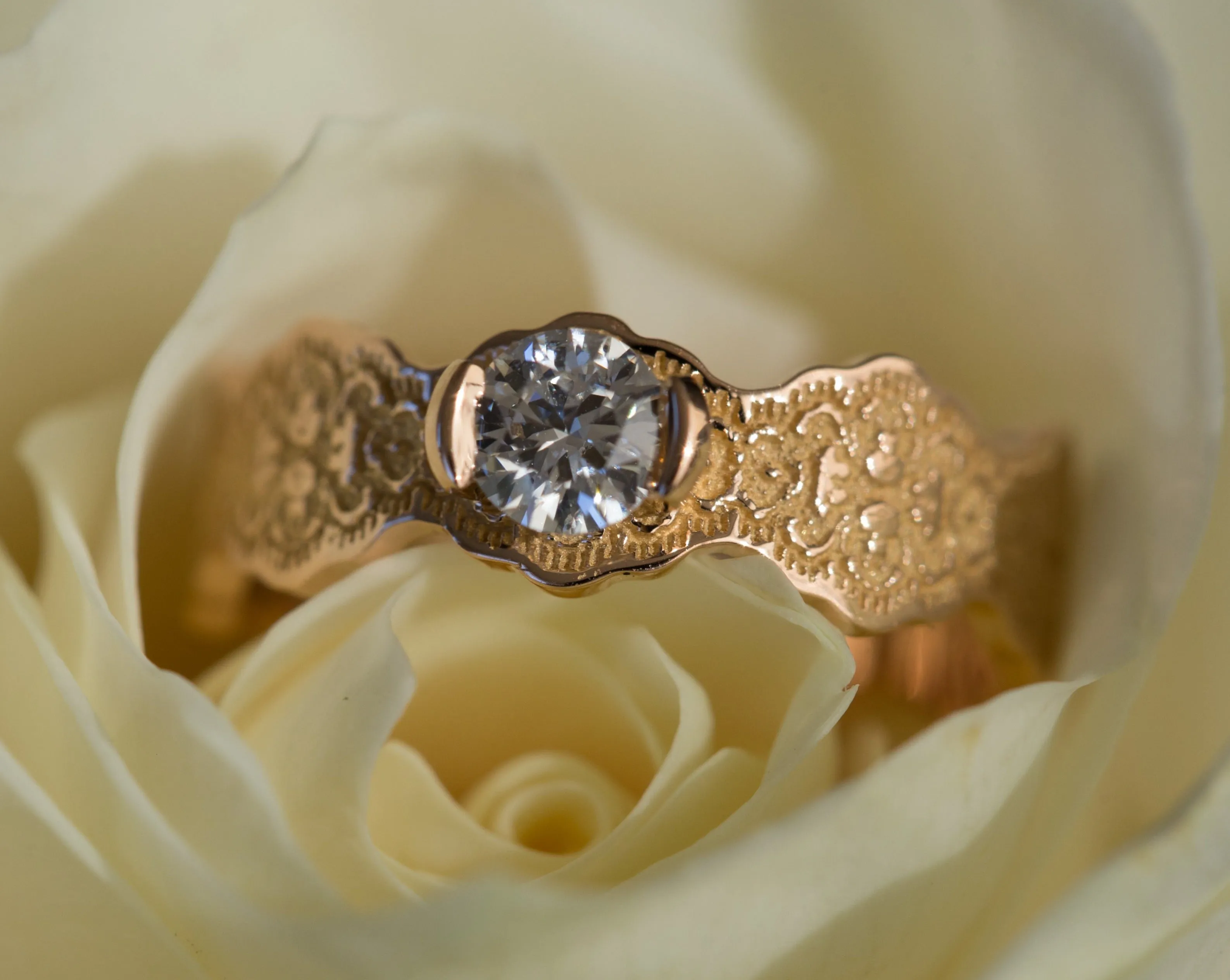 Devi Solitaire Diamond Lace Engagement Ring