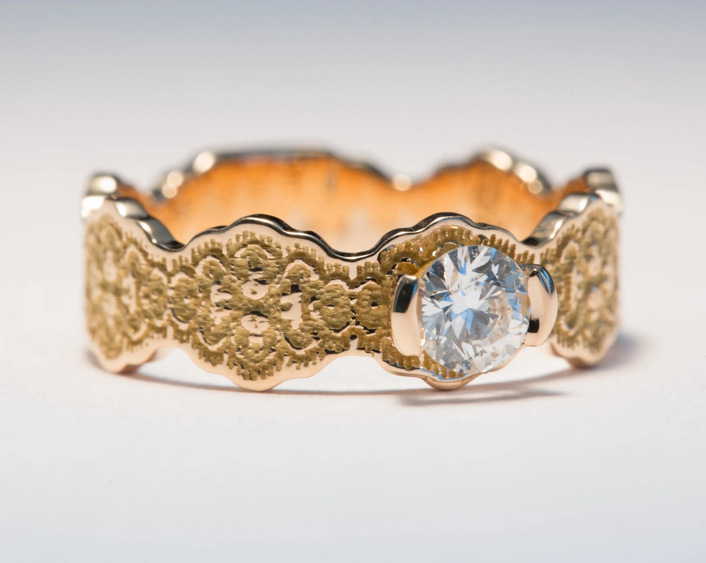 Devi Solitaire Diamond Lace Engagement Ring
