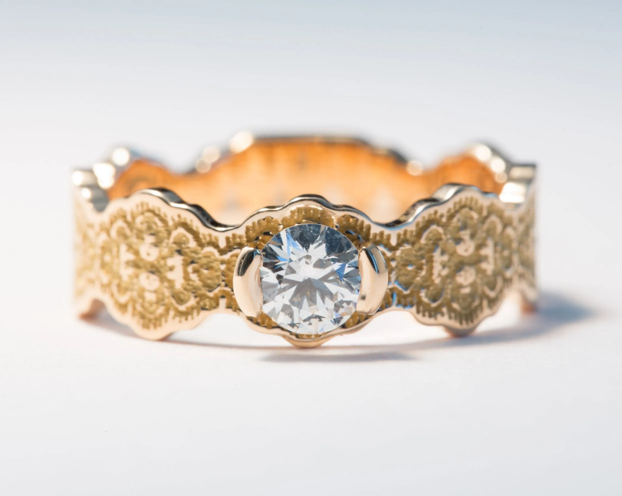 Devi Solitaire Diamond Lace Engagement Ring