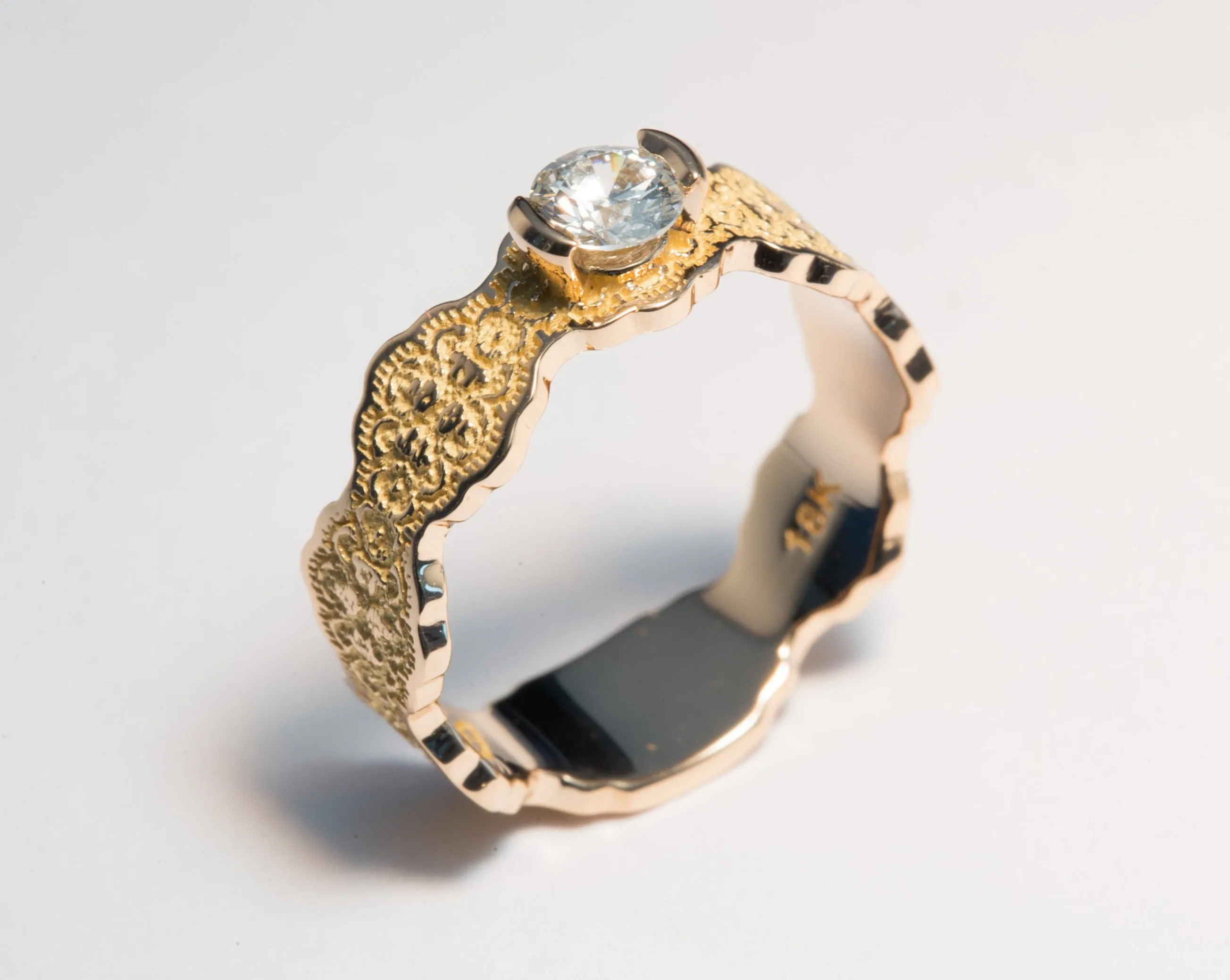 Devi Solitaire Diamond Lace Engagement Ring