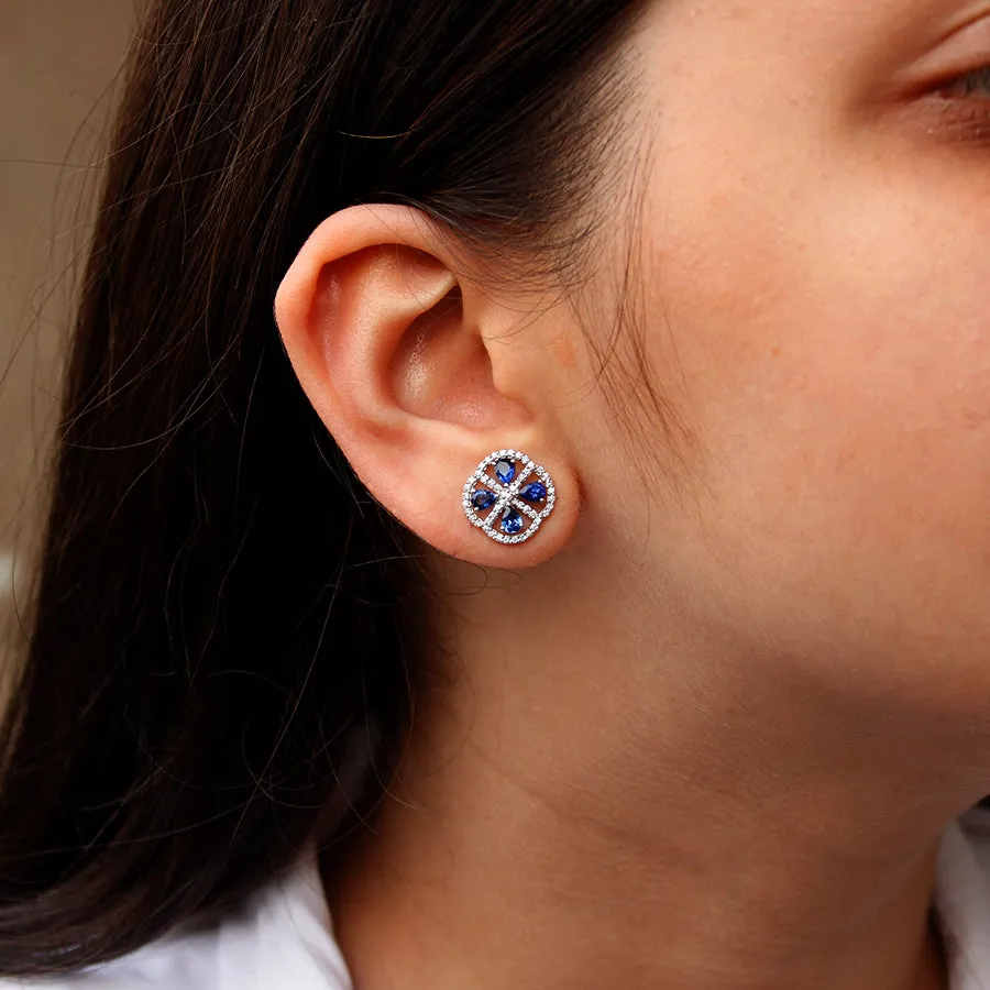 Diamond & Blue Sapphire Earrings