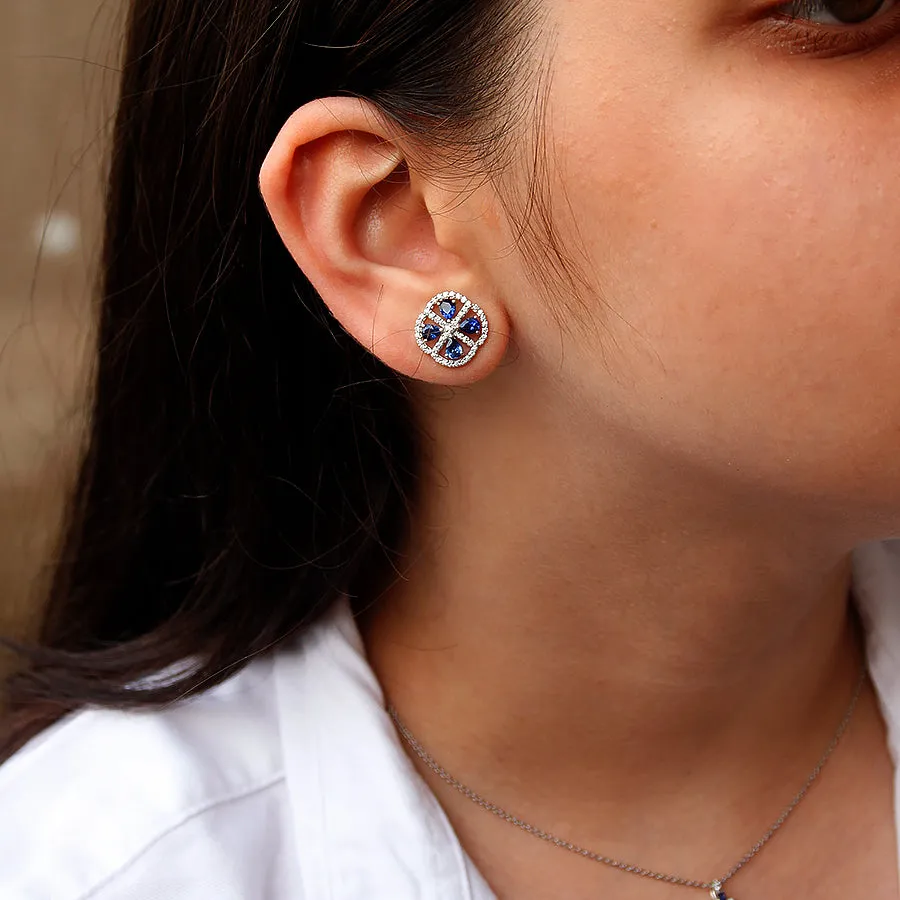 Diamond & Blue Sapphire Earrings