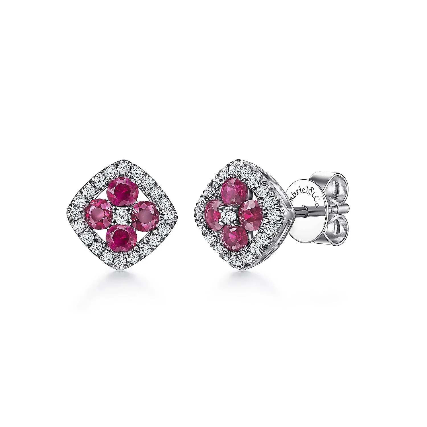 Diamond and Sapphire/Ruby Stud Earrings
