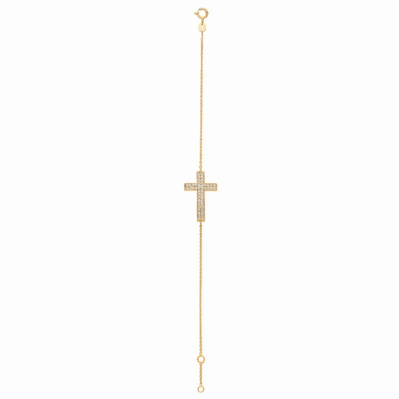 DIAMOND CROSS BRACELET 14K GOLD (0.5 CTW)
