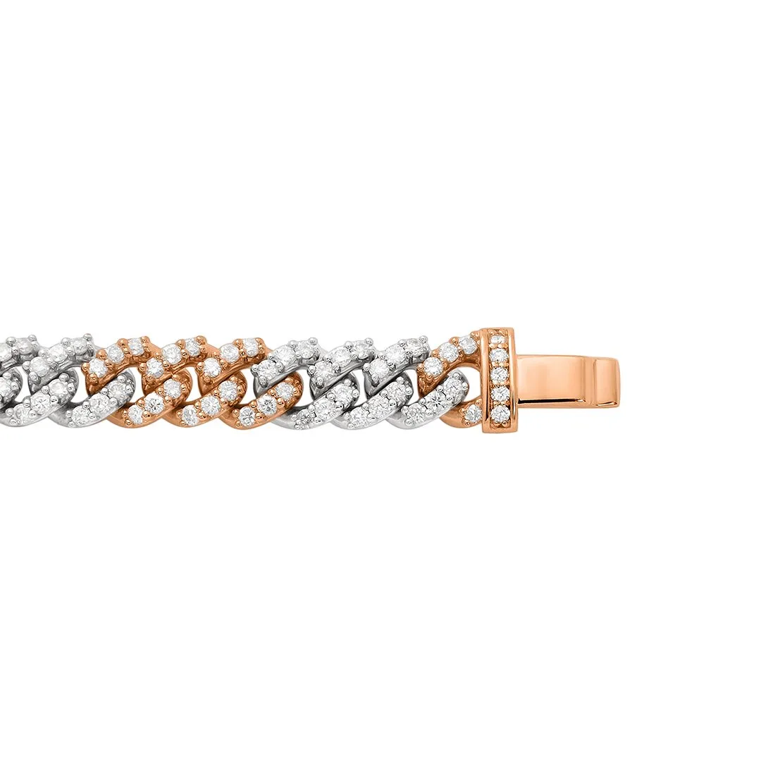 Diamond Cuban Bracelet in 14k Two Tone Gold 5.37 Ctw