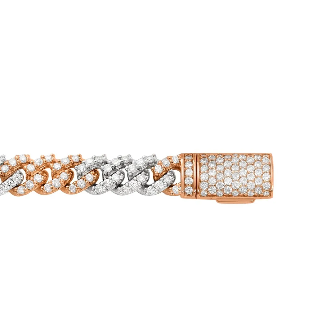 Diamond Cuban Bracelet in 14k Two Tone Gold 5.37 Ctw
