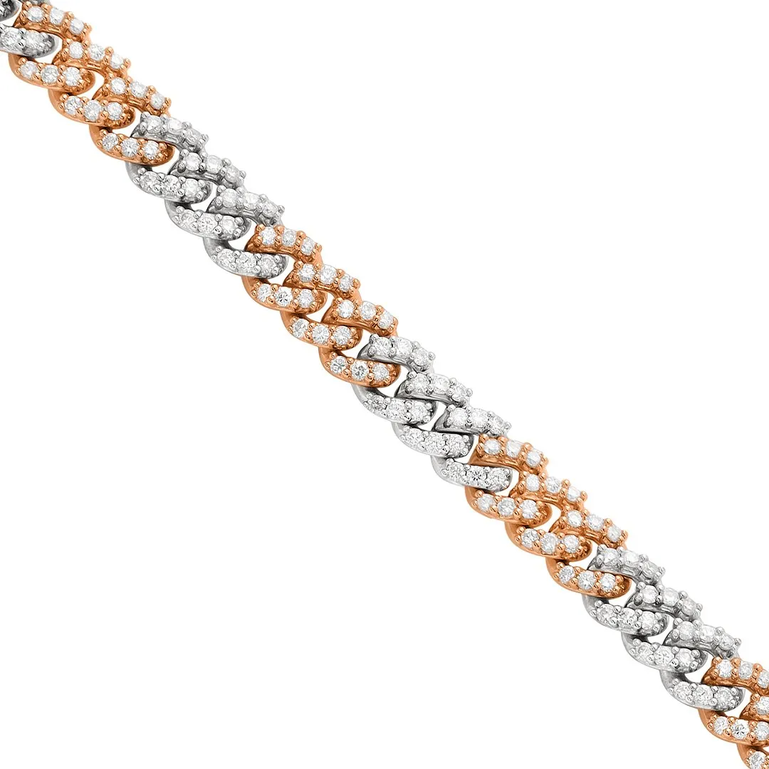 Diamond Cuban Bracelet in 14k Two Tone Gold 5.37 Ctw