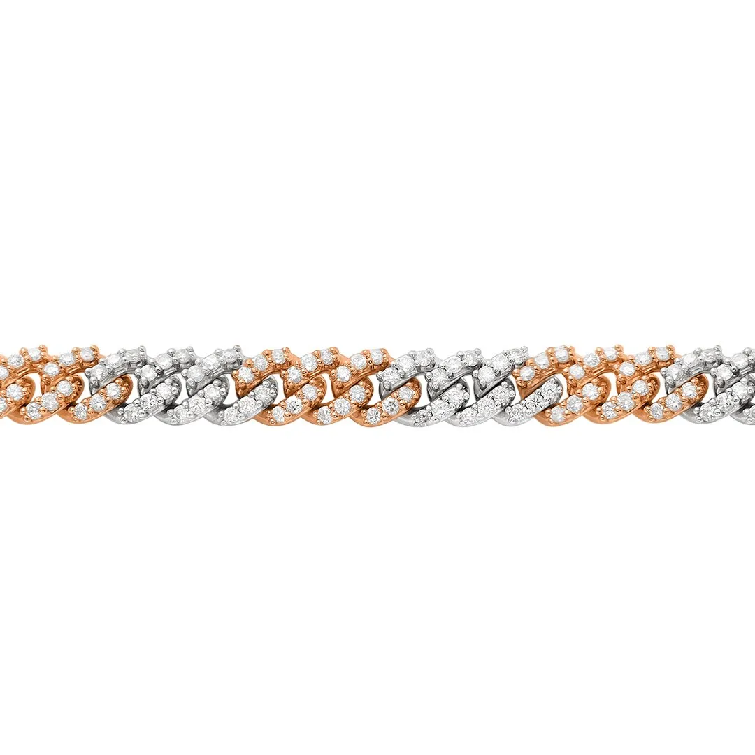 Diamond Cuban Bracelet in 14k Two Tone Gold 5.37 Ctw