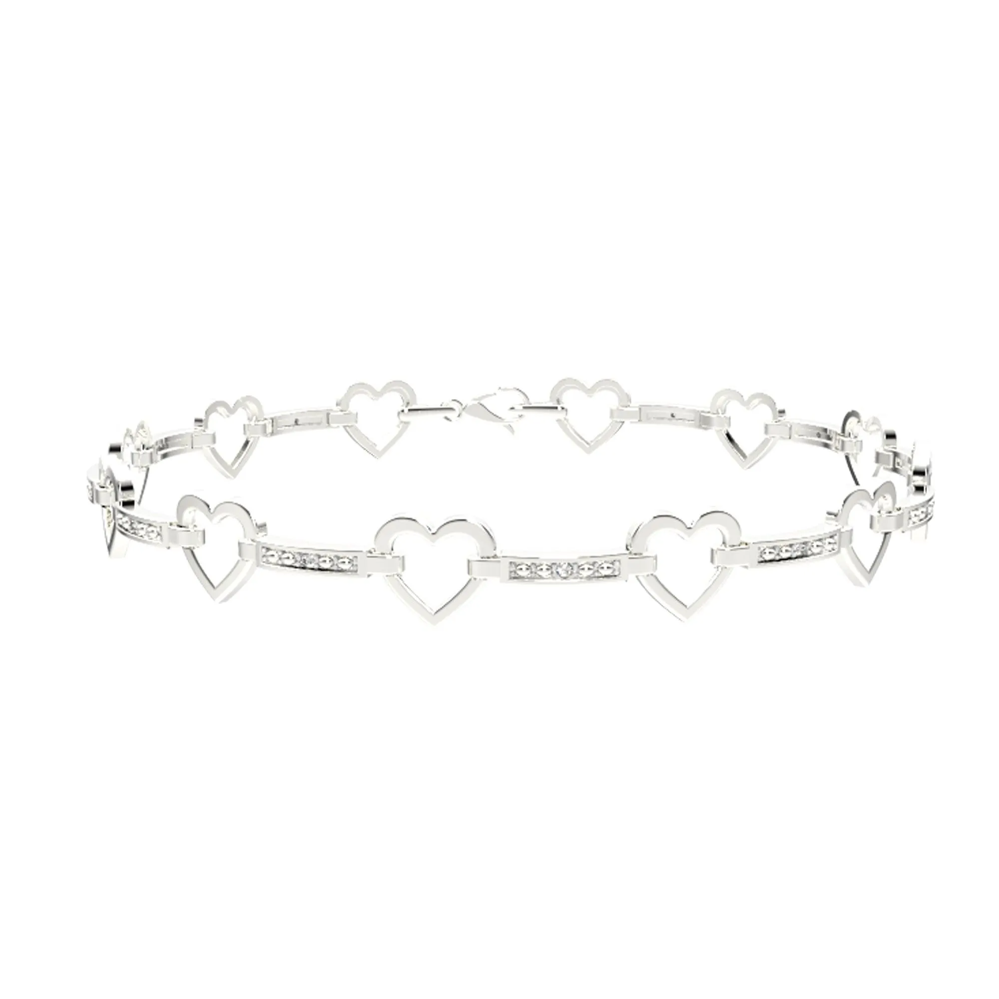Diamond Fashion Heart Bracelet in Sterling Silver