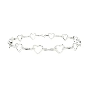 Diamond Fashion Heart Bracelet in Sterling Silver