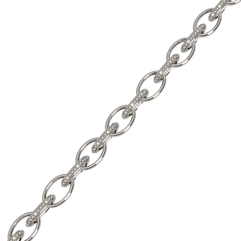 Diamond Fashion Link Bracelet in Sterling Silver