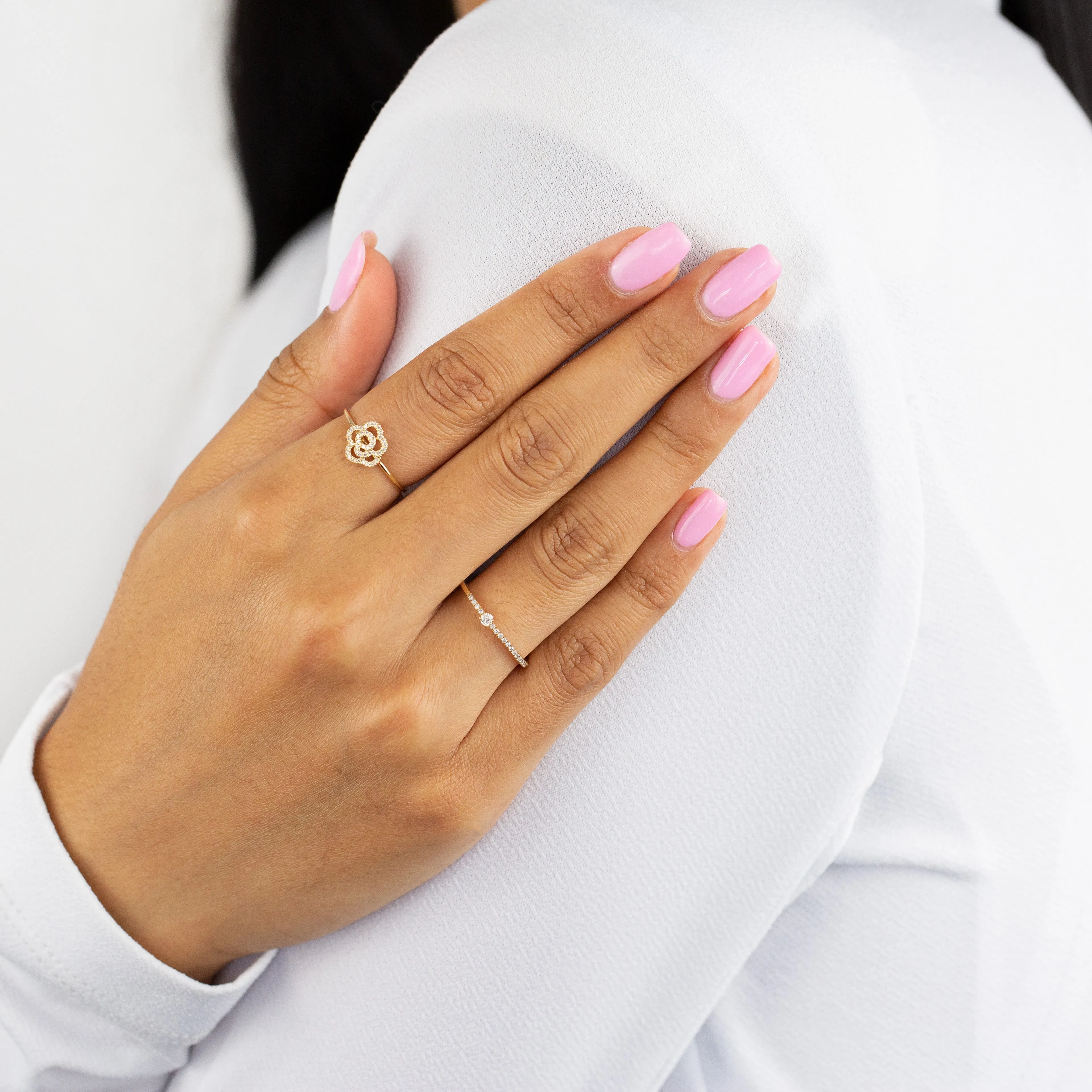 Diamond Micropavé X Solitaire Ring 10K